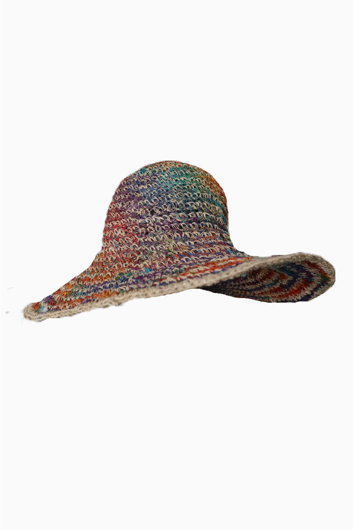 Hemp Rainbow Bucket Hat Beach Panama Sun Hat Natural Hippie 