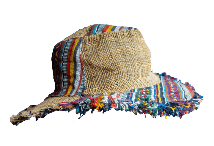 Chapeau Patchwork Champignon Chanvre/coton | Taille Unique, Poche Cachée | Pour Plage, Festivals, Style Boho | Unisexe